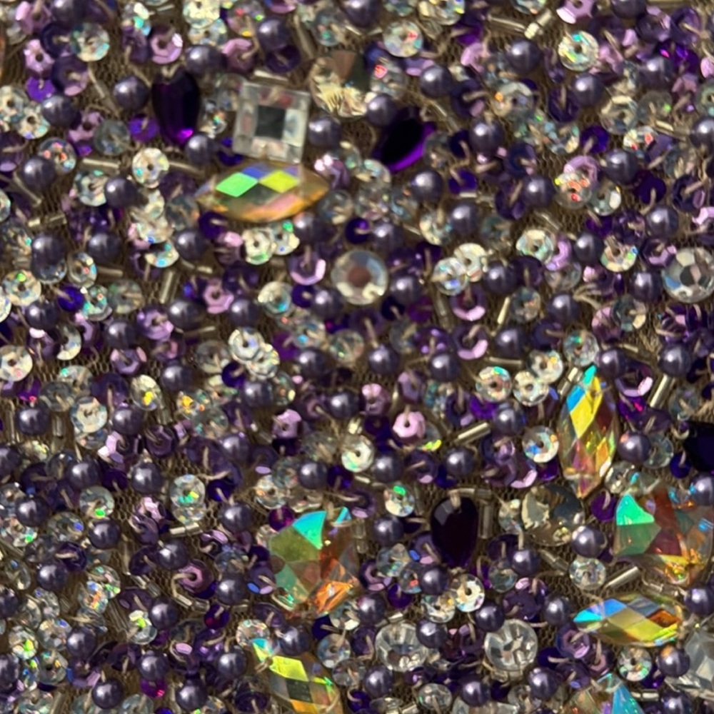 Jovani Lavender Sequin Long Sleeve Mini Dress - Picture 3 of 7